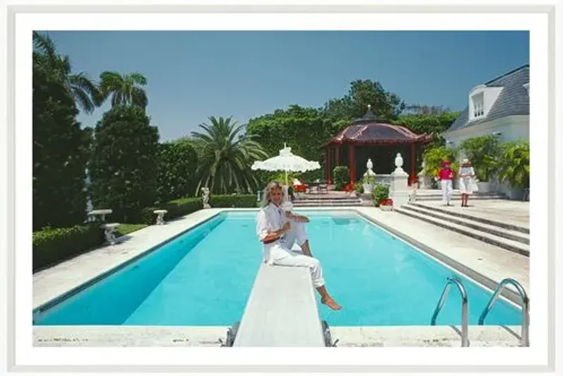 Slim Aarons - Pool and Parasol - White