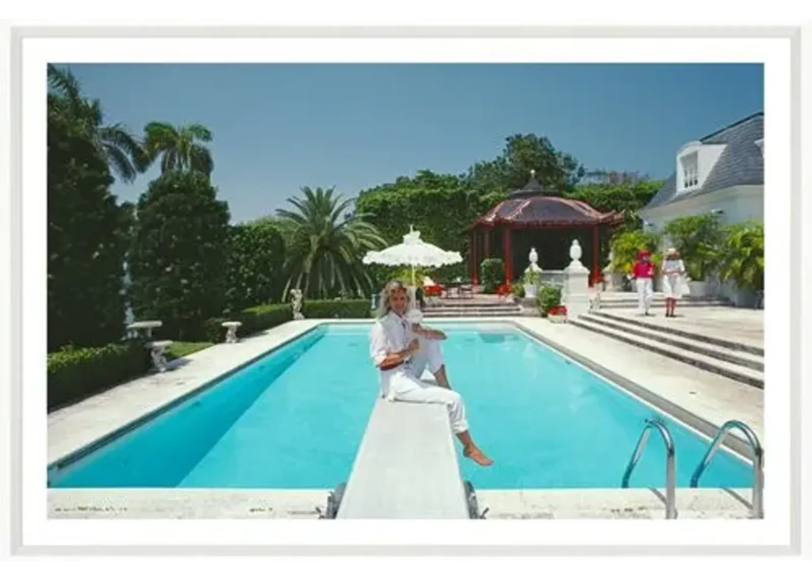 Slim Aarons - Pool and Parasol - White