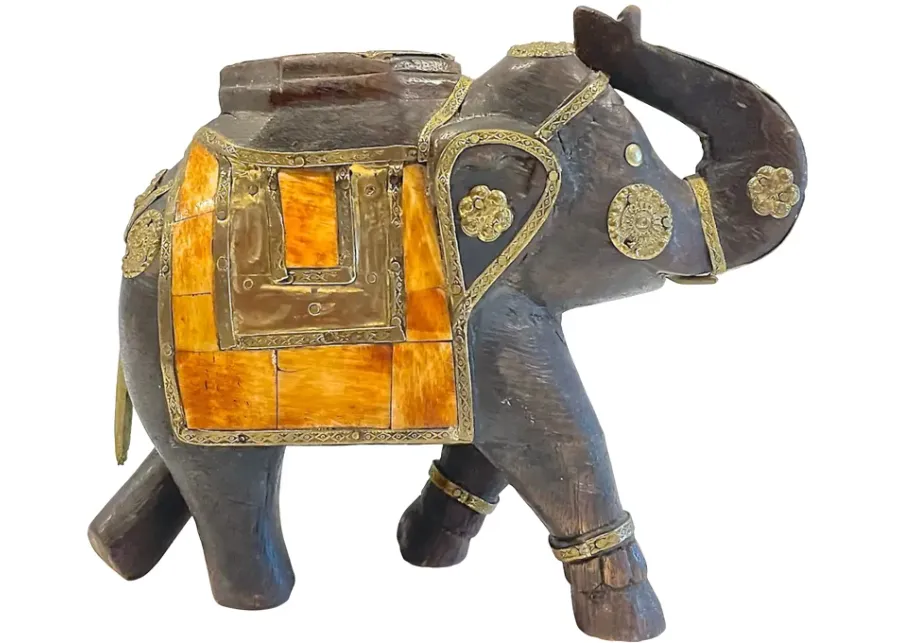 India Elephant Sculpture Figurine - Vermilion Designs - Brown