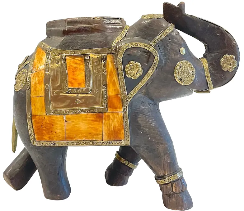 India Elephant Sculpture Figurine - Vermilion Designs - Brown