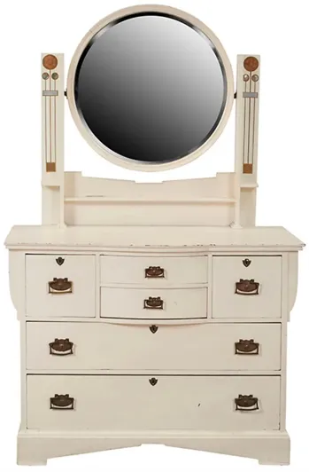 European Arts & Craft Dresser w/Mirror - Vermilion Designs - White