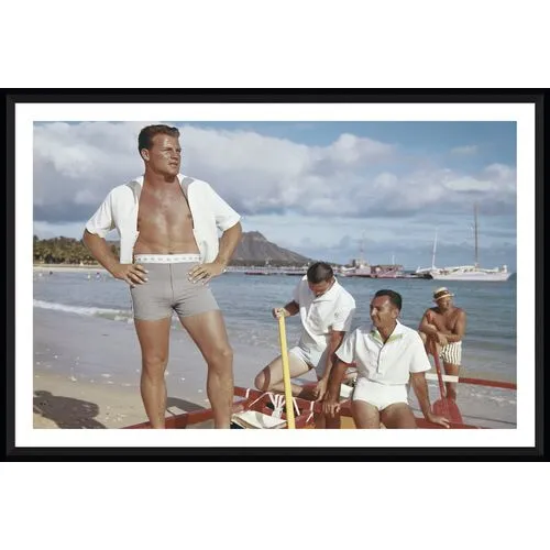 Tom Kelley - Friends Standing in Boat at Beach - Black
