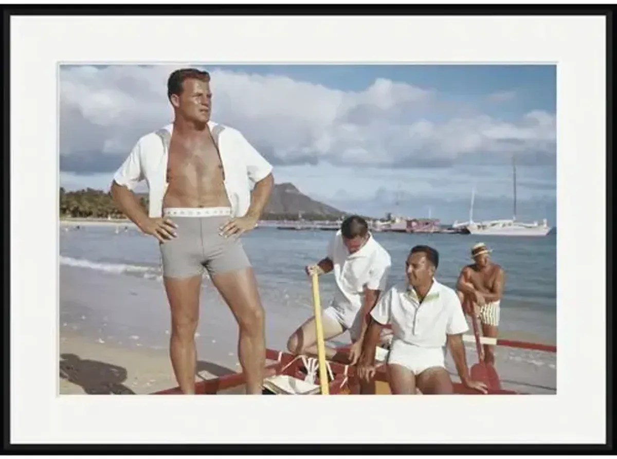 Tom Kelley - Friends Standing in Boat at Beach - Black