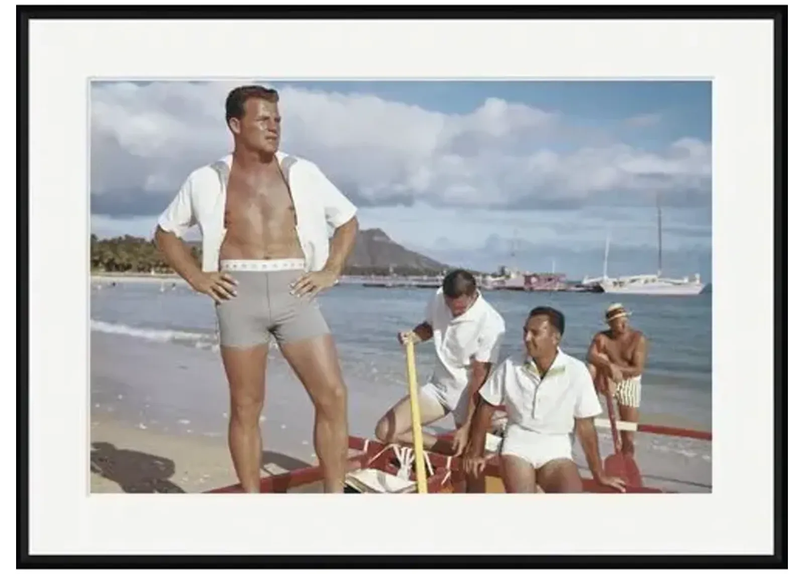 Tom Kelley - Friends Standing in Boat at Beach - Black