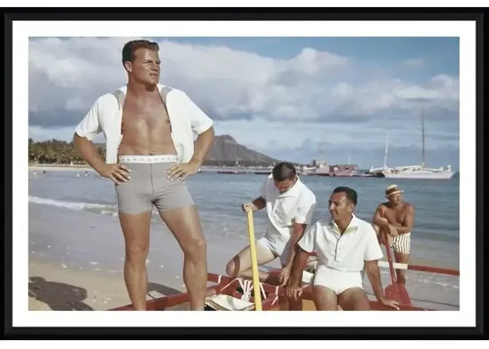 Tom Kelley - Friends Standing in Boat at Beach - Black