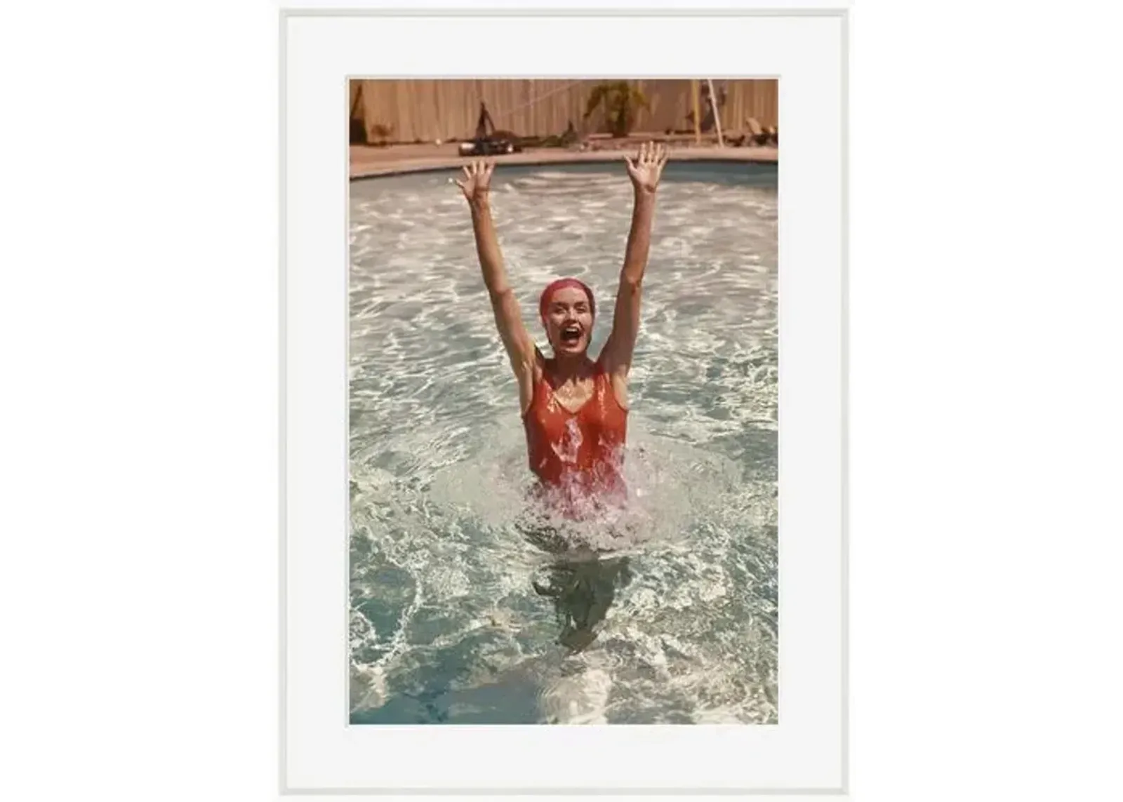 Tom Kelley - Young Woman in Swimming Pool - White