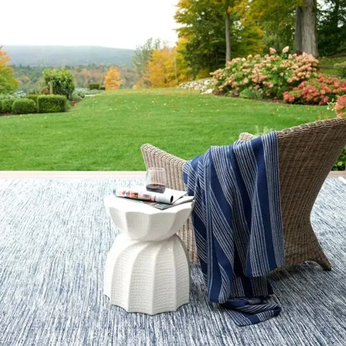 Cameroon Stripe Woven Throw - Blue - Pine Cone Hill