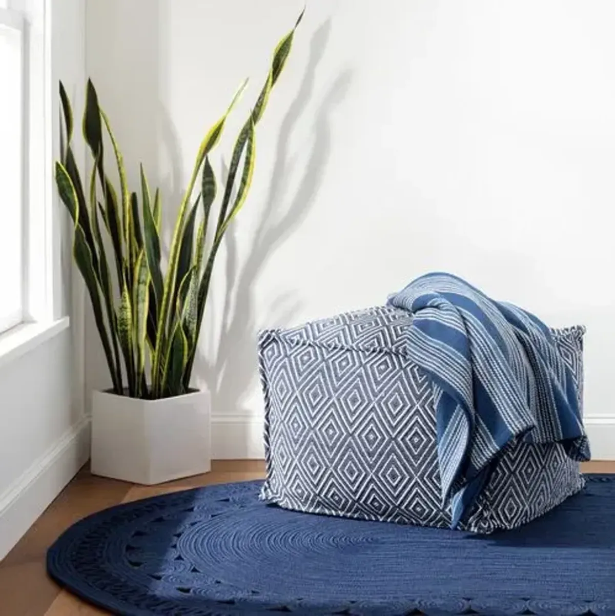 Cameroon Stripe Woven Throw - Blue - Pine Cone Hill