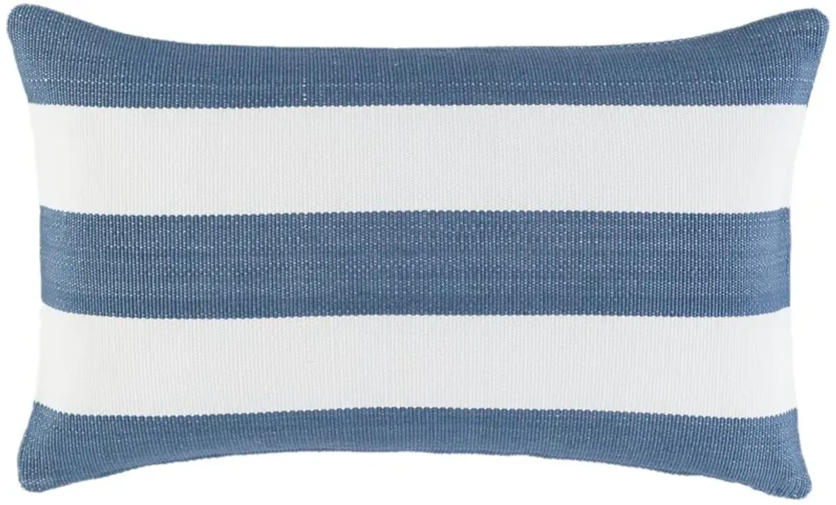Catamaran Stripe 15x24 Lumbar Outdoor Pillow, Denim/White