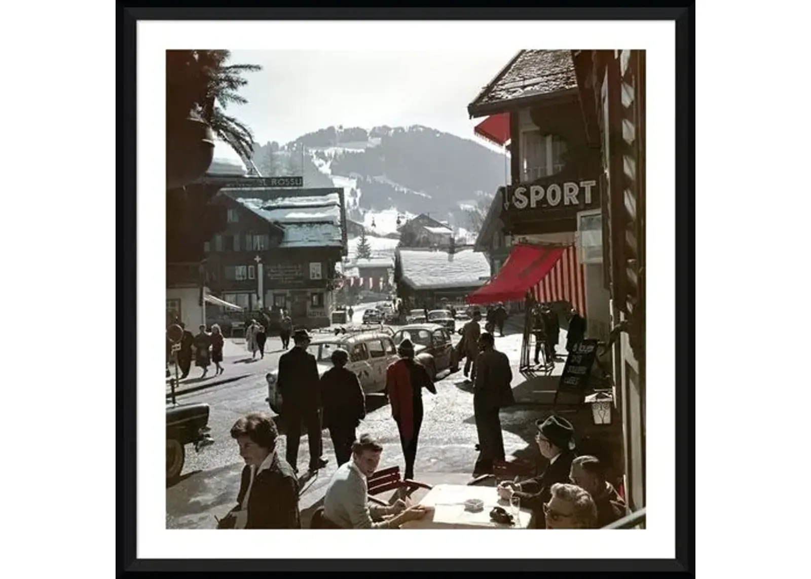 Slim Aarons - Gstaad Town Centre - Black