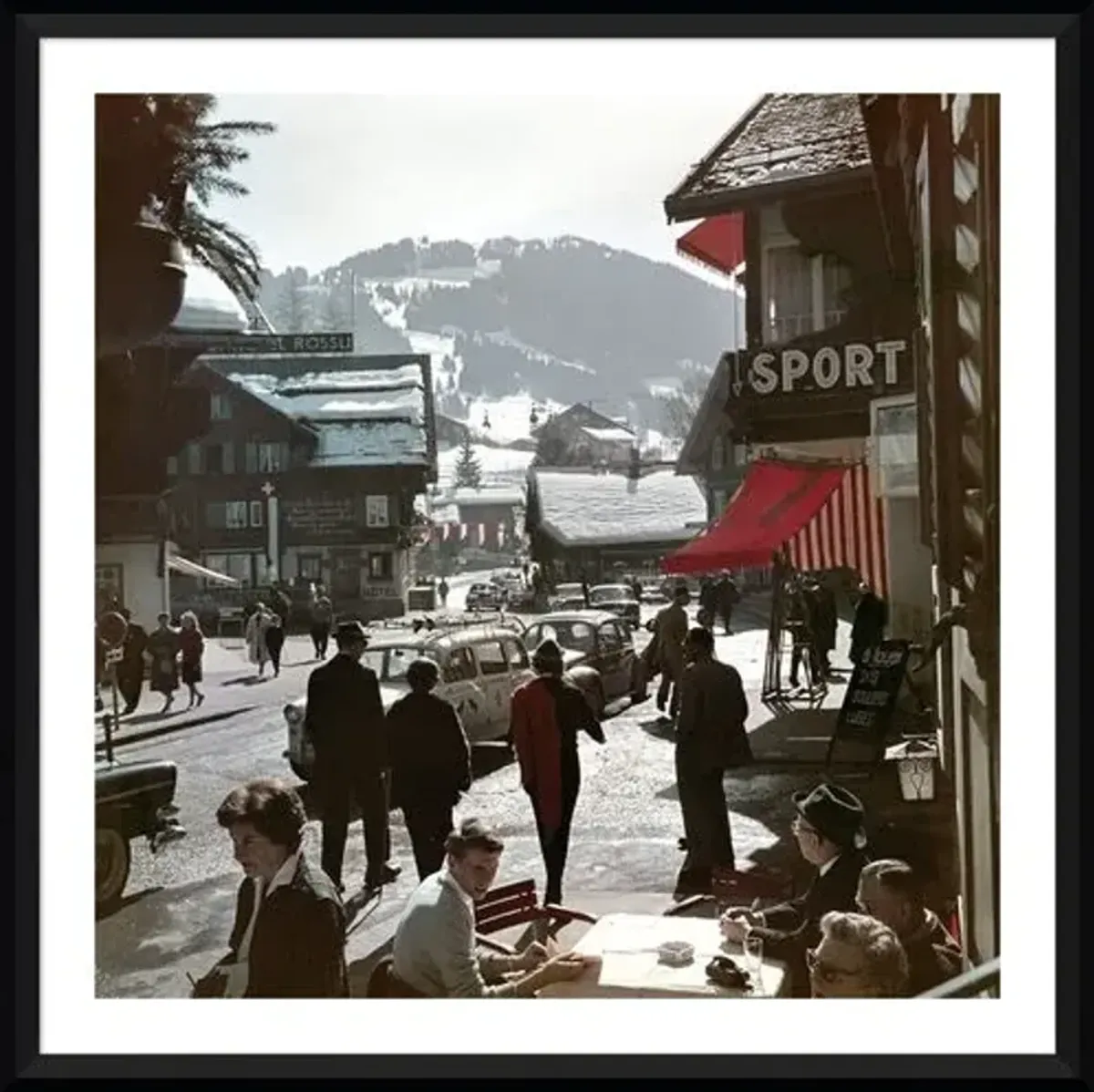 Slim Aarons - Gstaad Town Centre - Black