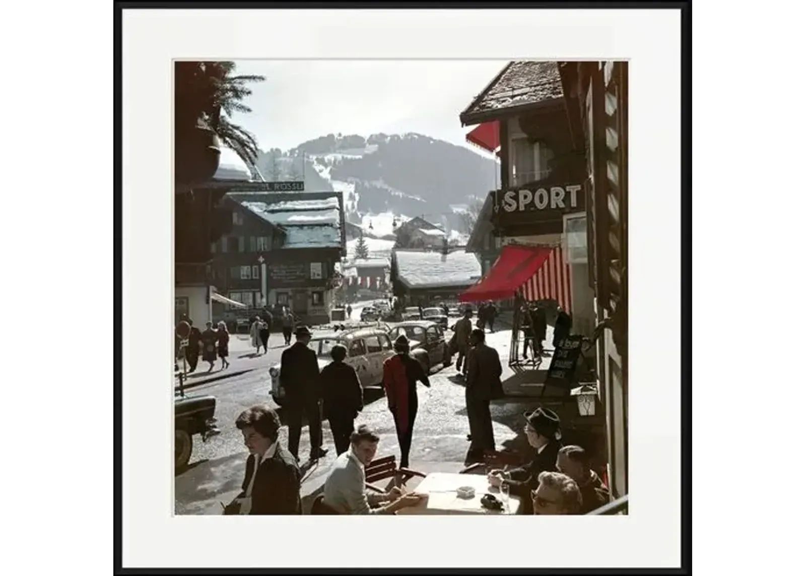 Slim Aarons - Gstaad Town Centre - Black