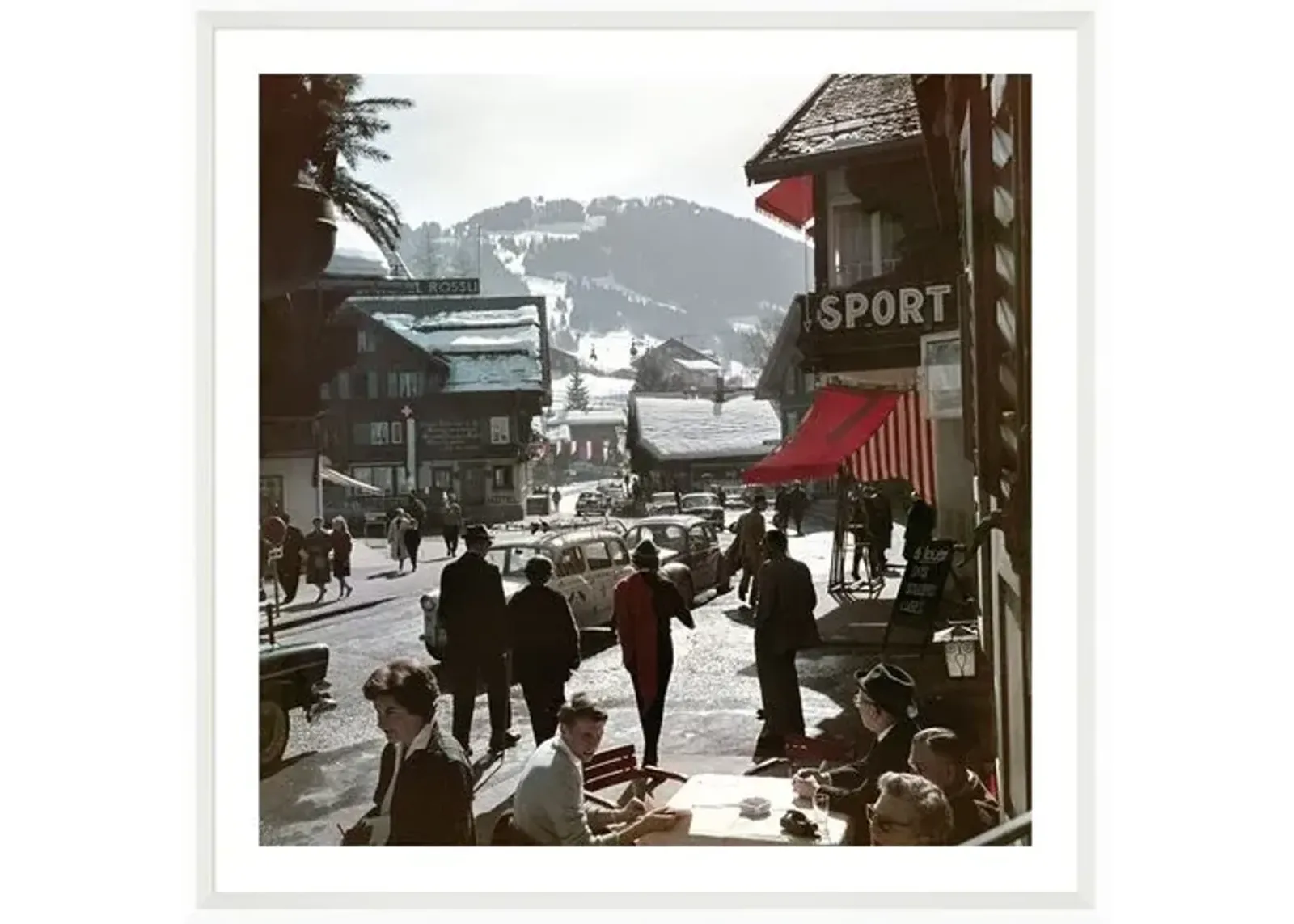 Slim Aarons - Gstaad Town Centre - White