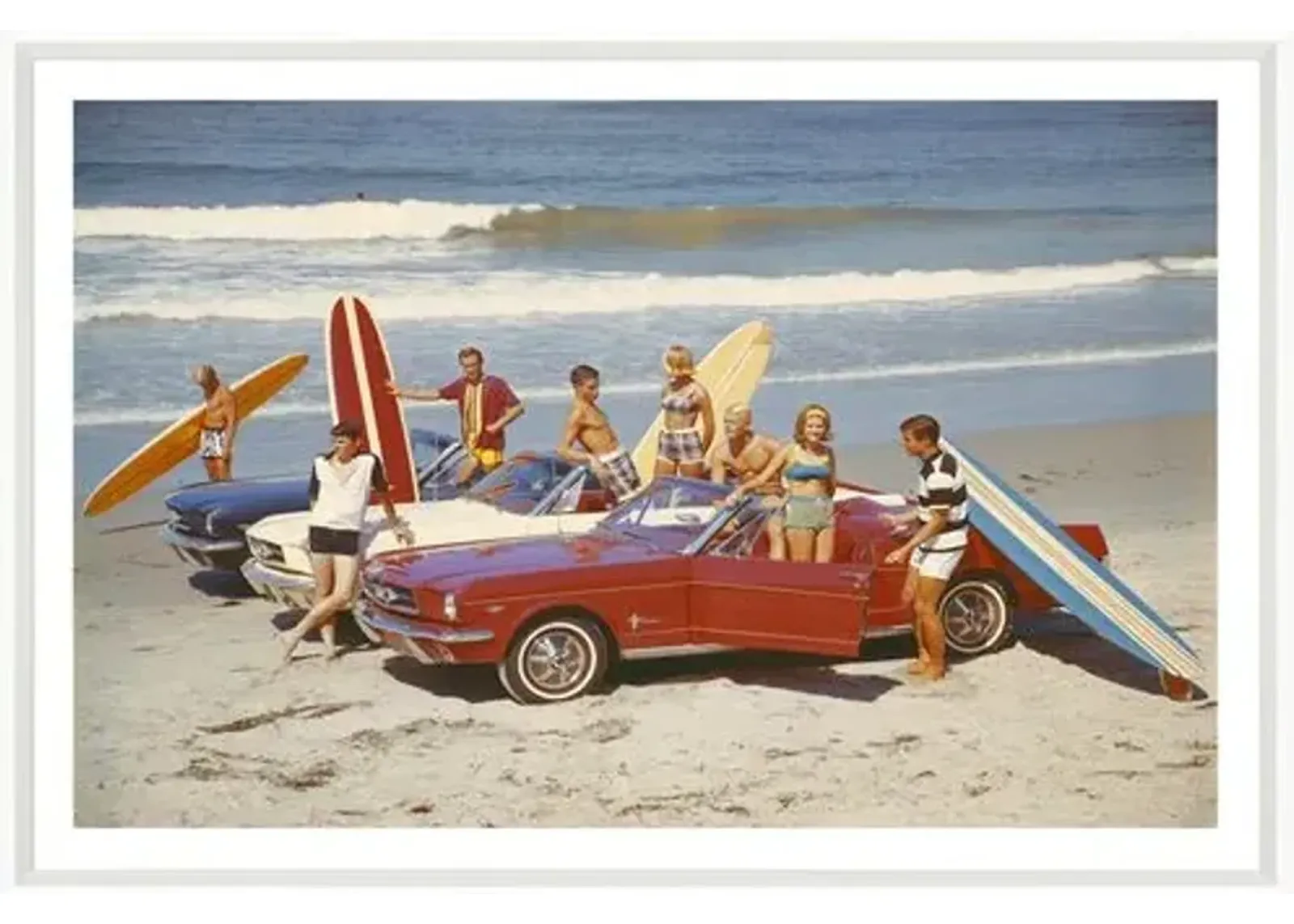 Tom Kelley - Friends with Surfboards in Car - White