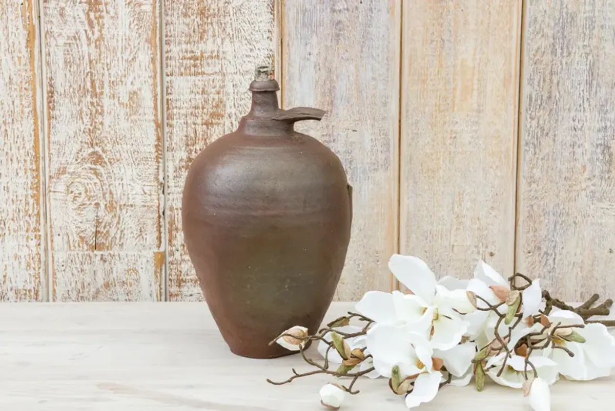 French Burnished Clay Wine Jug - de-cor - Brown