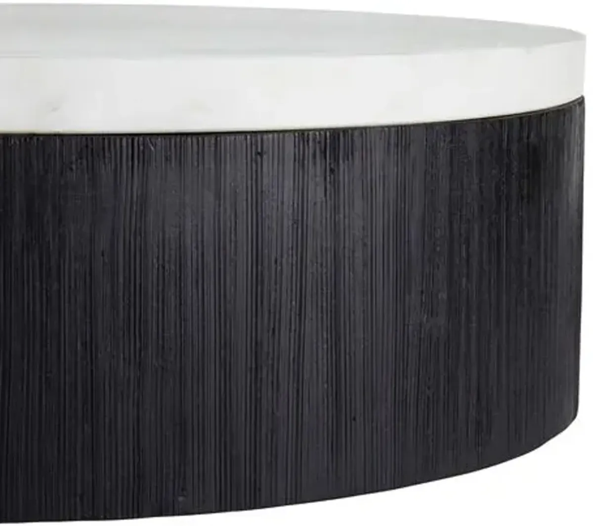 Gregor 36" Round Marble Top Cocktail Table - Black/White - Arteriors