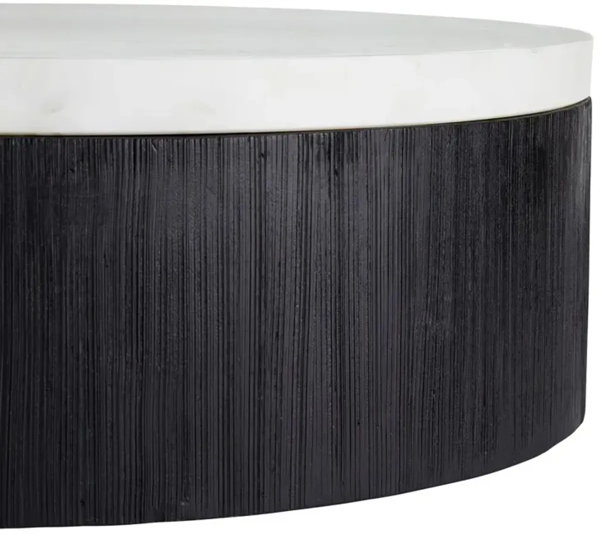 Gregor 36" Round Marble Top Cocktail Table, Black/White