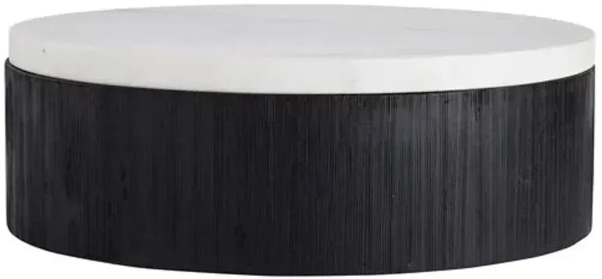 Gregor 36" Round Marble Top Cocktail Table - Black/White - Arteriors