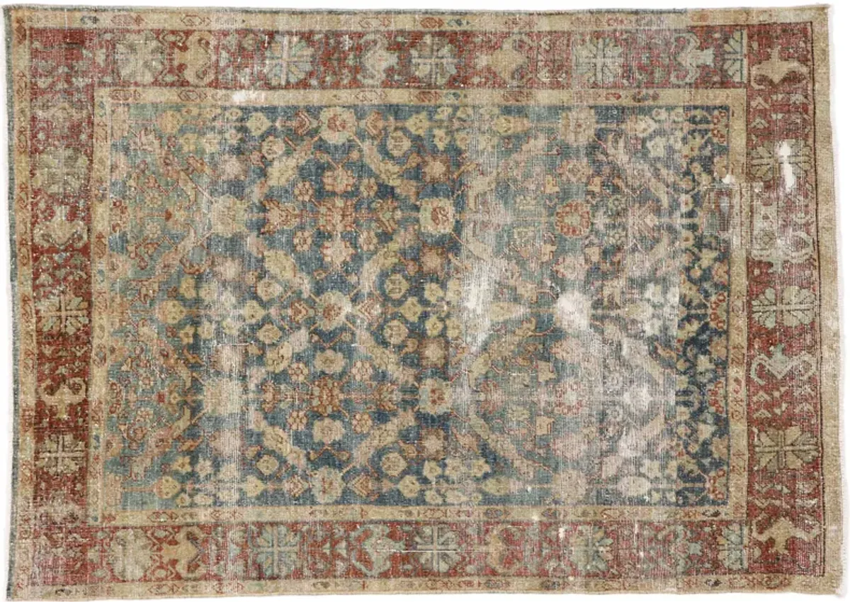 Antique Persian Mahal Rug - 4'02 x 5'10 - Esmaili Rugs & Antiques - Blue - Blue