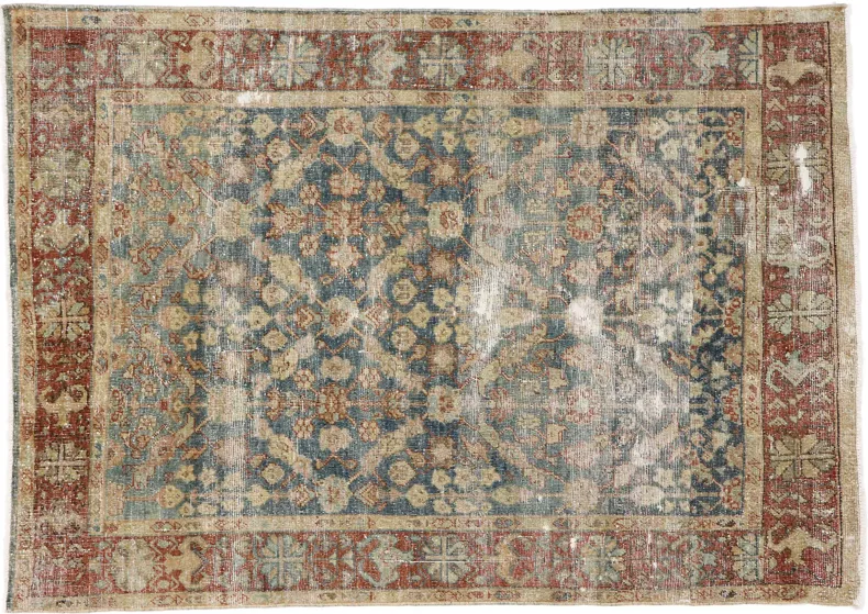 Antique Persian Mahal Rug - 4'02 x 5'10 - Esmaili Rugs & Antiques - Blue - Blue