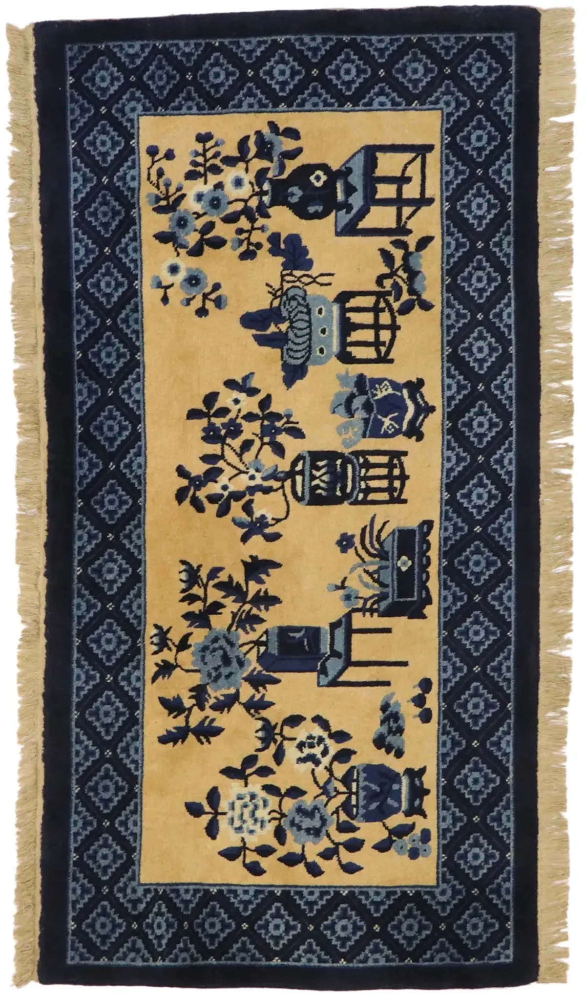 Chinese Baotou Pictorial Rug - 2'4 x 4'6 - Esmaili Rugs & Antiques - Blue - Blue