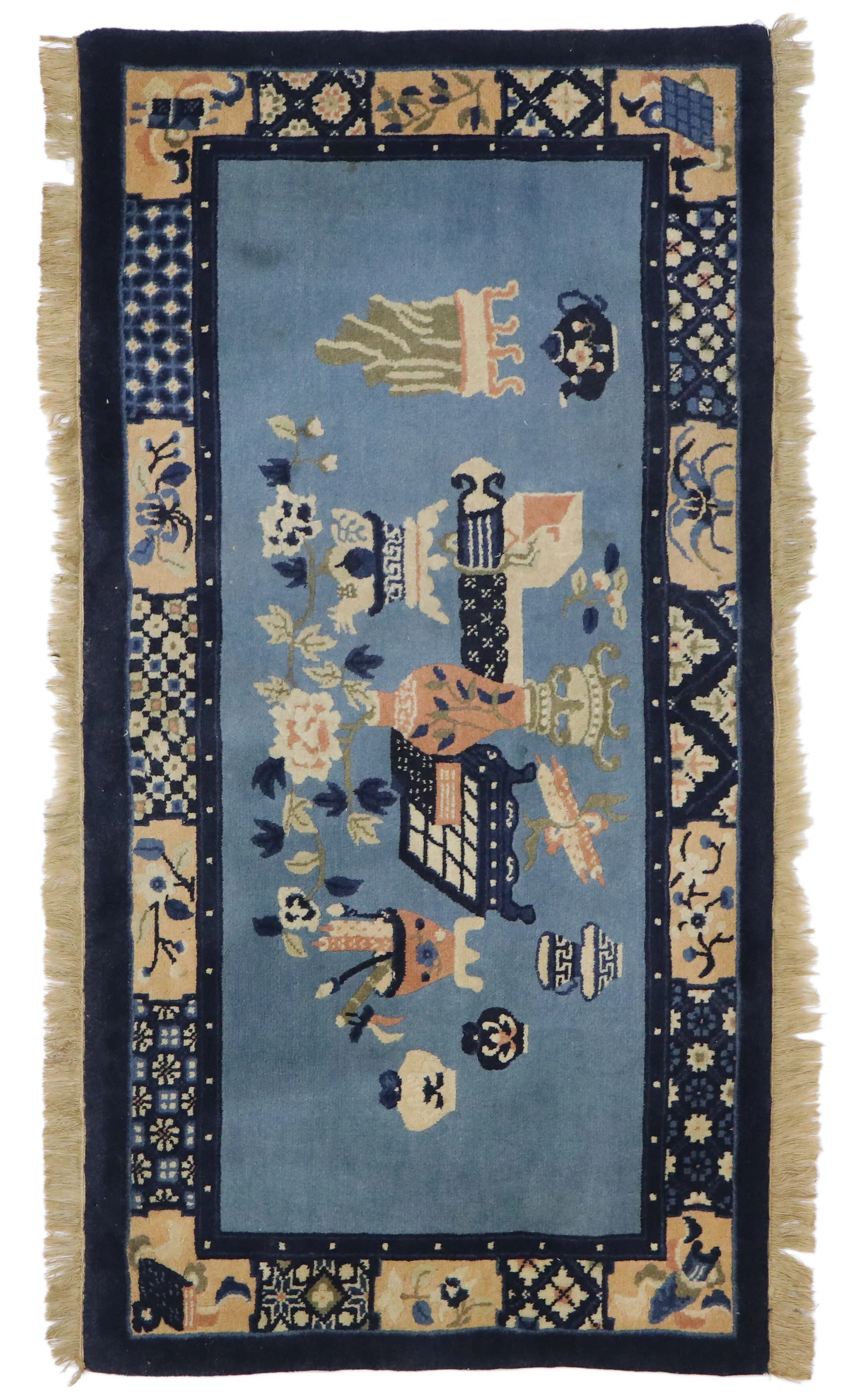 Chinese Baotou Pictorial Rug - 2'5 x 4'7 - Esmaili Rugs & Antiques - Blue - Blue