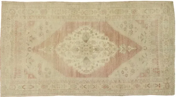 Vintage Turkish Oushak Rug - 5'7 x 10'2 - Esmaili Rugs & Antiques - Pink - Pink