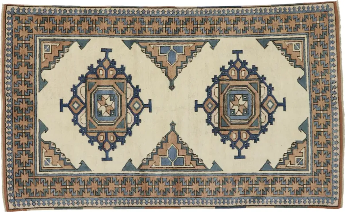 Vintage Turkish Oushak Rug - 3'09 x 6'03 - Esmaili Rugs & Antiques - Blue - Blue