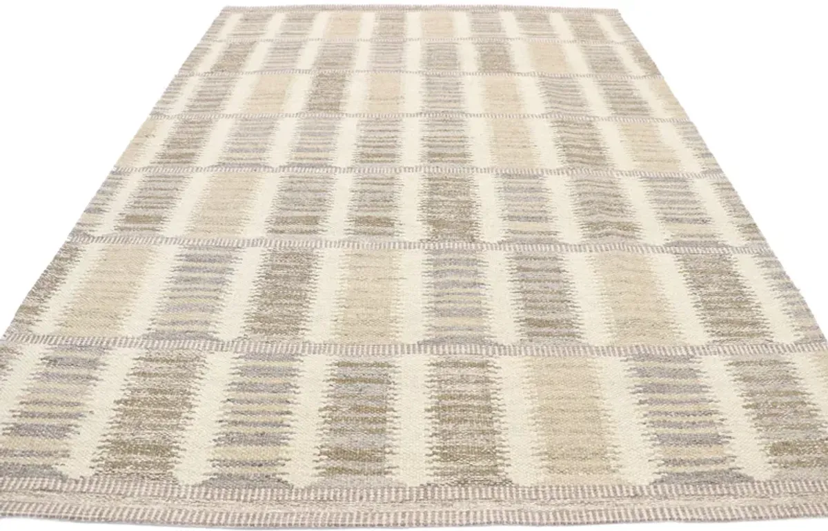 Swedish Style Kilim Rug - 6'04 x 8'09 - Esmaili Rugs & Antiques - Beige - Beige