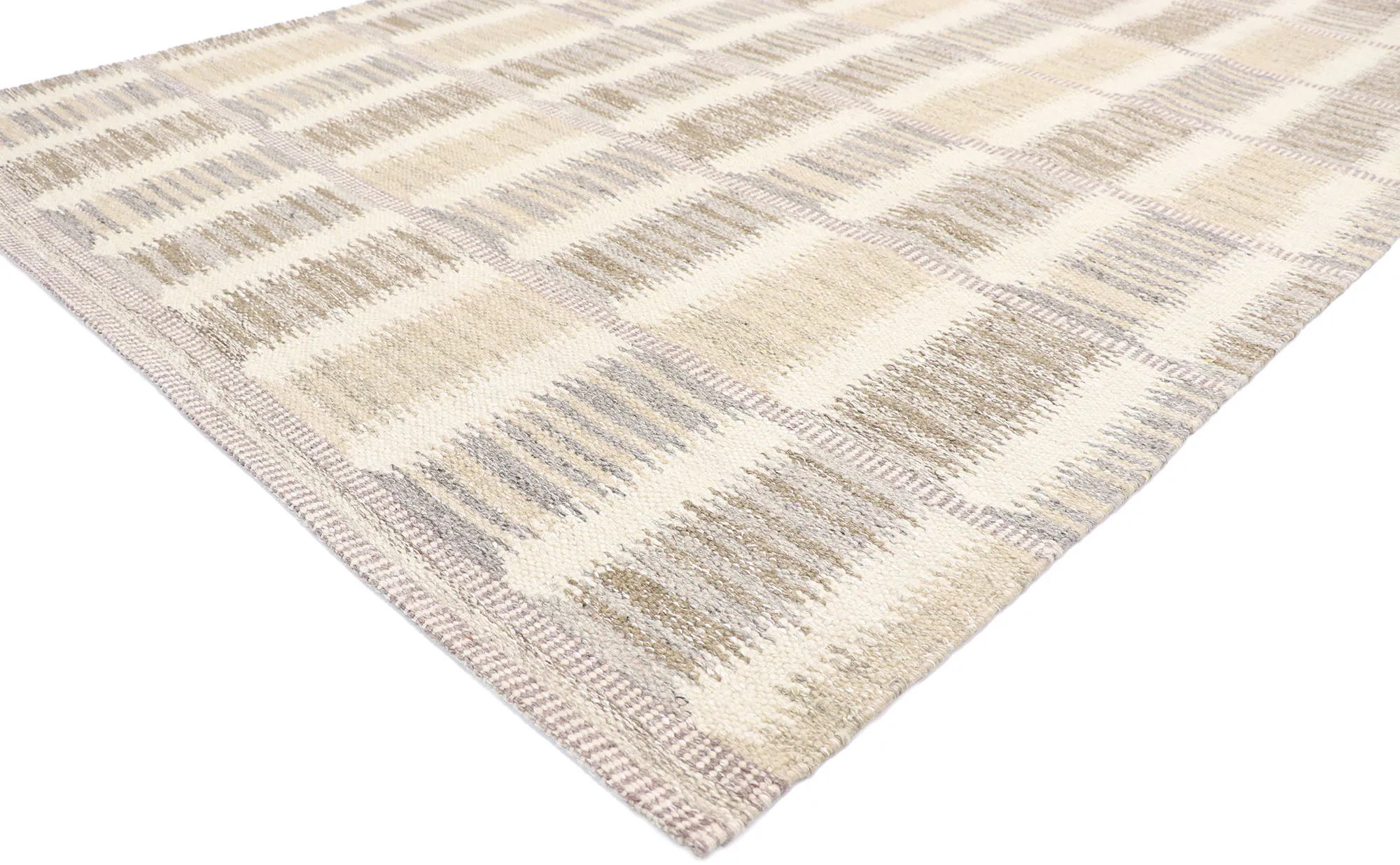 Swedish Style Kilim Rug - 6'04 x 8'09 - Esmaili Rugs & Antiques - Beige - Beige