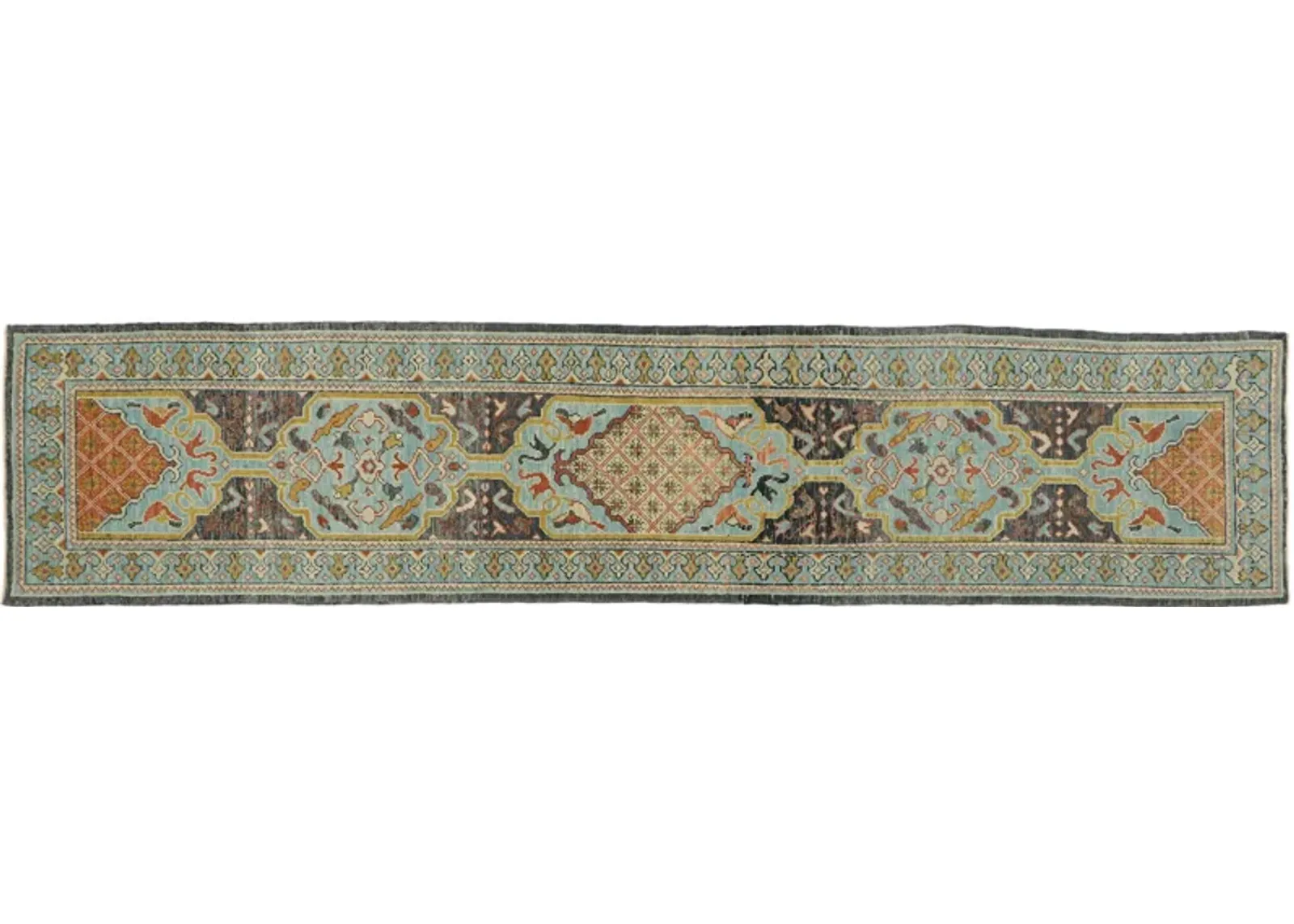 Turkish Oushak Runner - 2'11 x 13'4 - Esmaili Rugs & Antiques - Blue - Blue