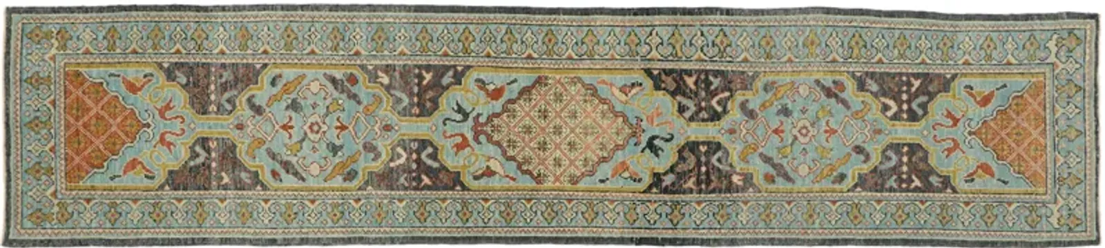 Turkish Oushak Runner - 2'11 x 13'4 - Esmaili Rugs & Antiques - Blue - Blue