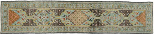 Turkish Oushak Runner - 2'11 x 13'4 - Esmaili Rugs & Antiques - Blue - Blue