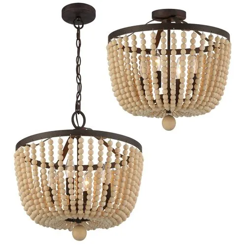 Rylee 4-Light Ceiling Mount - Natural/Bronze - Crystorama - Beige