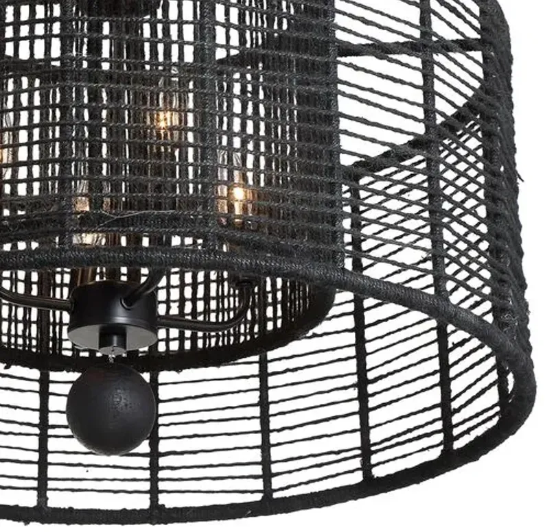 Jayna 4-Light Chandelier - Matte Black Jute - Crystorama