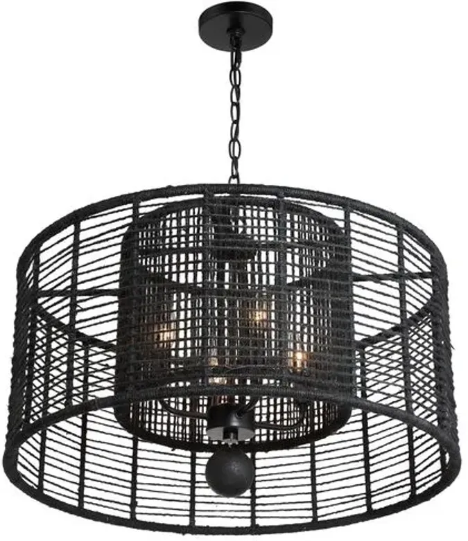 Jayna 4-Light Chandelier - Matte Black Jute - Crystorama