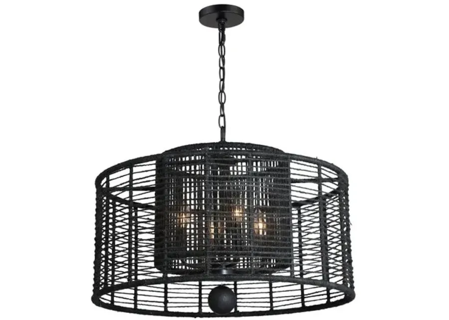 Jayna 4-Light Chandelier - Matte Black Jute - Crystorama