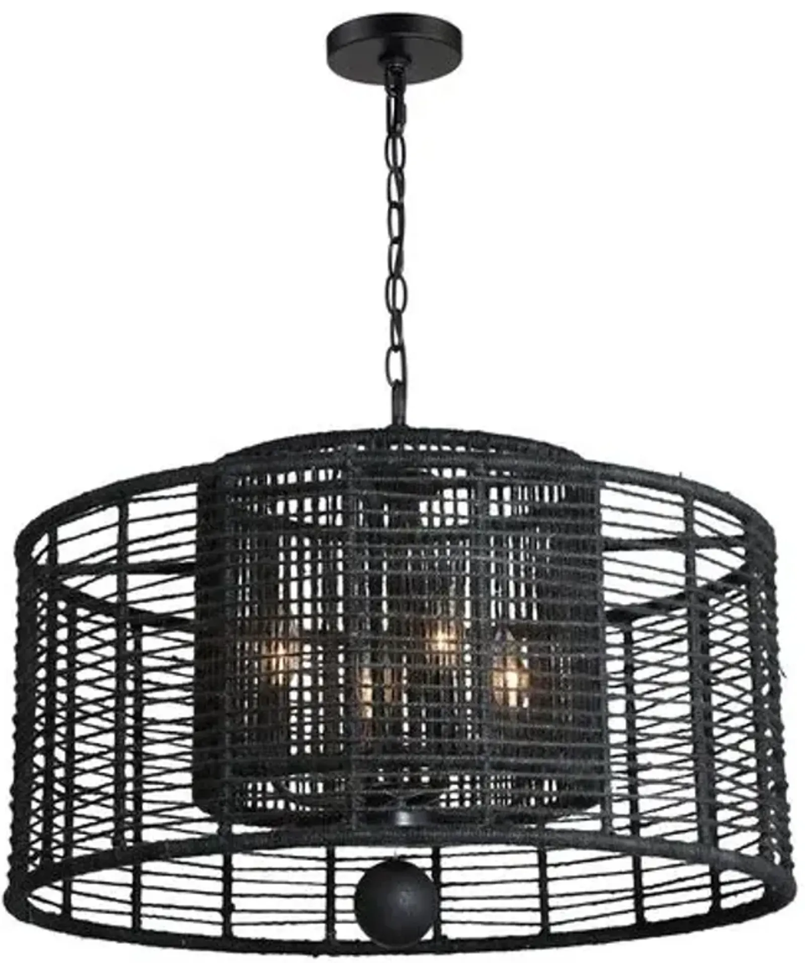 Jayna 4-Light Chandelier - Matte Black Jute - Crystorama