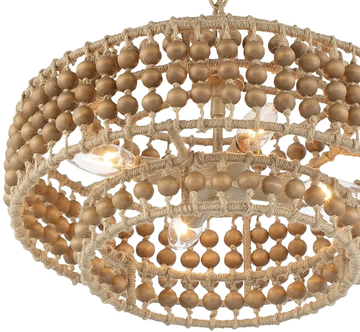 Silas 3-Light Beaded Chandelier - Natural Jute - Crystorama - Brown