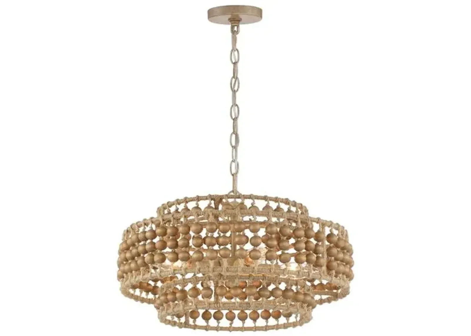 Silas 3-Light Beaded Chandelier - Natural Jute - Crystorama - Brown