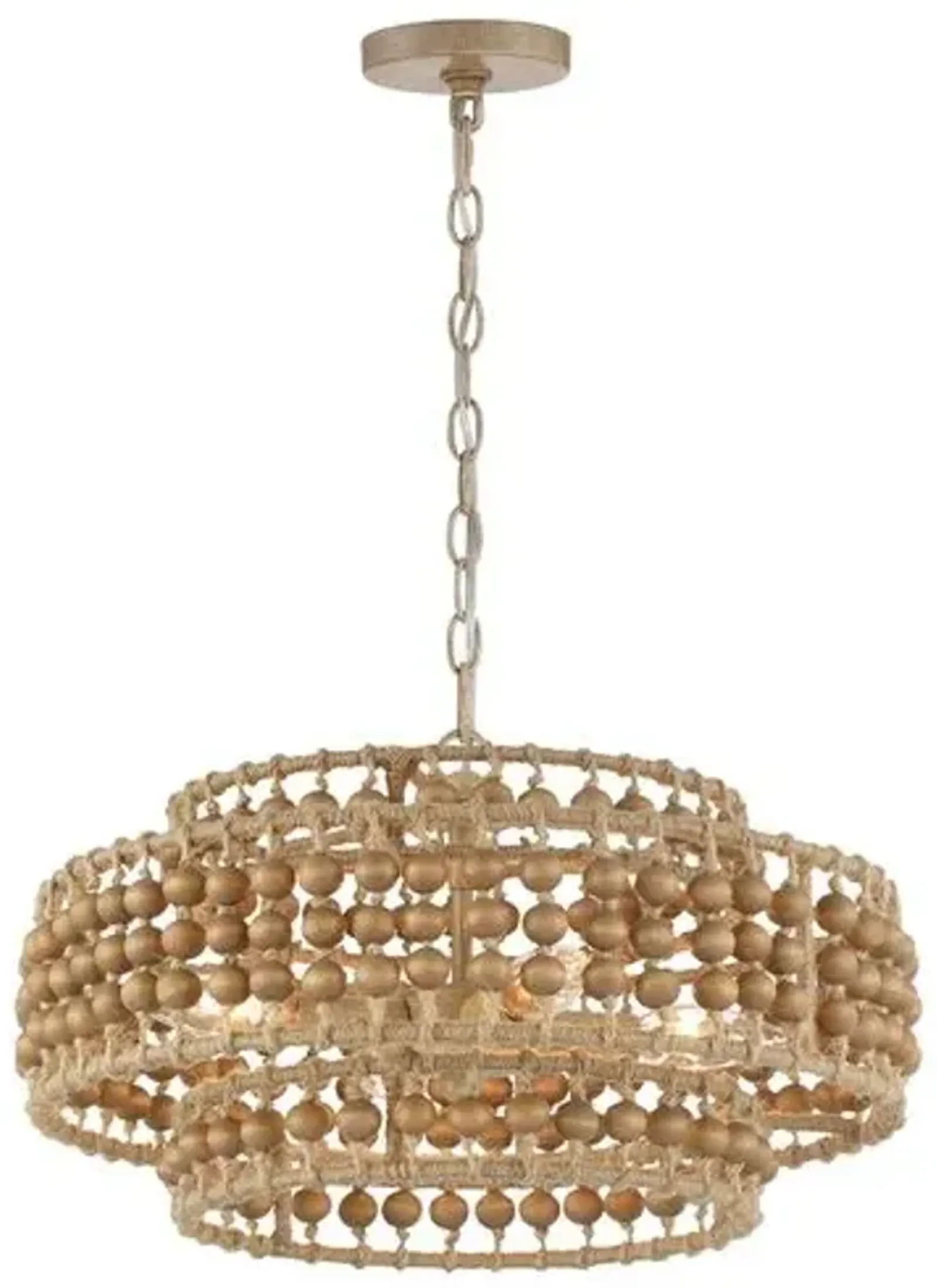 Silas 3-Light Beaded Chandelier - Natural Jute - Crystorama - Brown