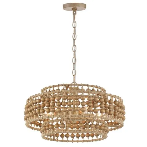 Silas 3-Light Beaded Chandelier - Natural Jute - Crystorama - Brown