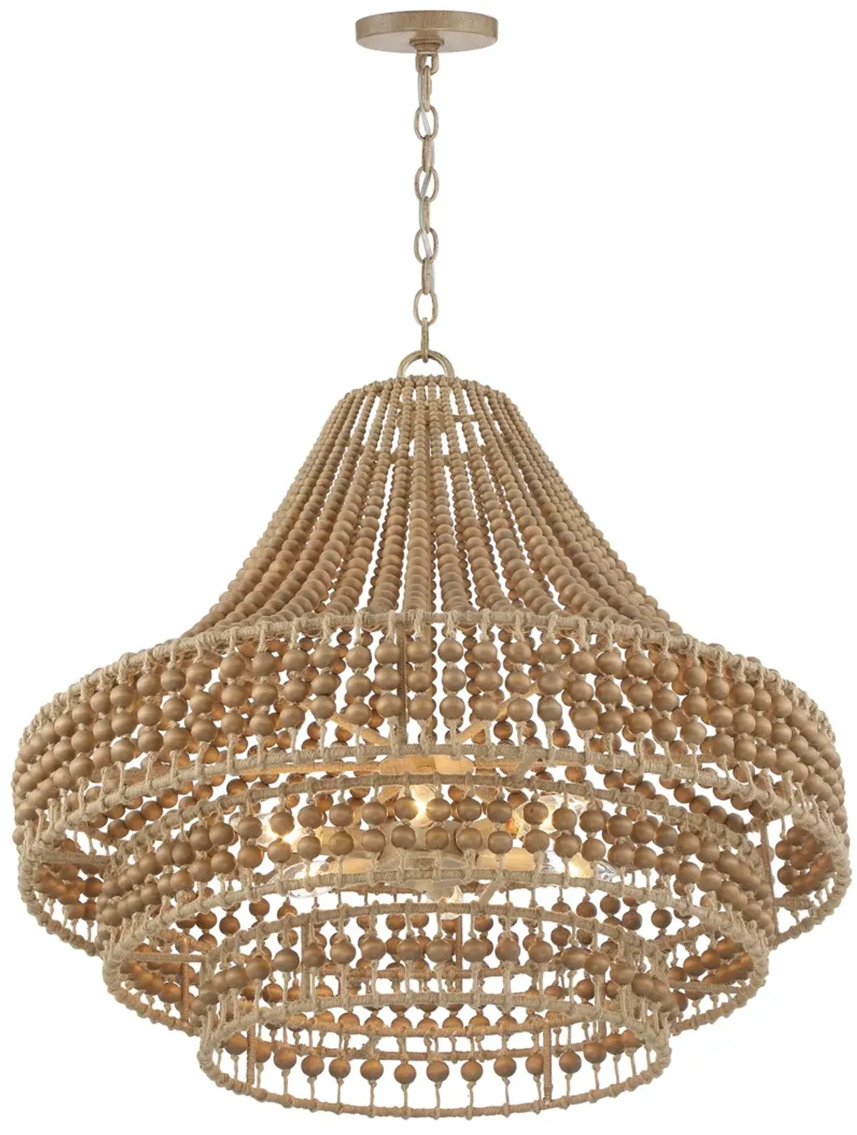 Silas 6-Light Beaded Chandelier - Natural Jute - Crystorama - Brown