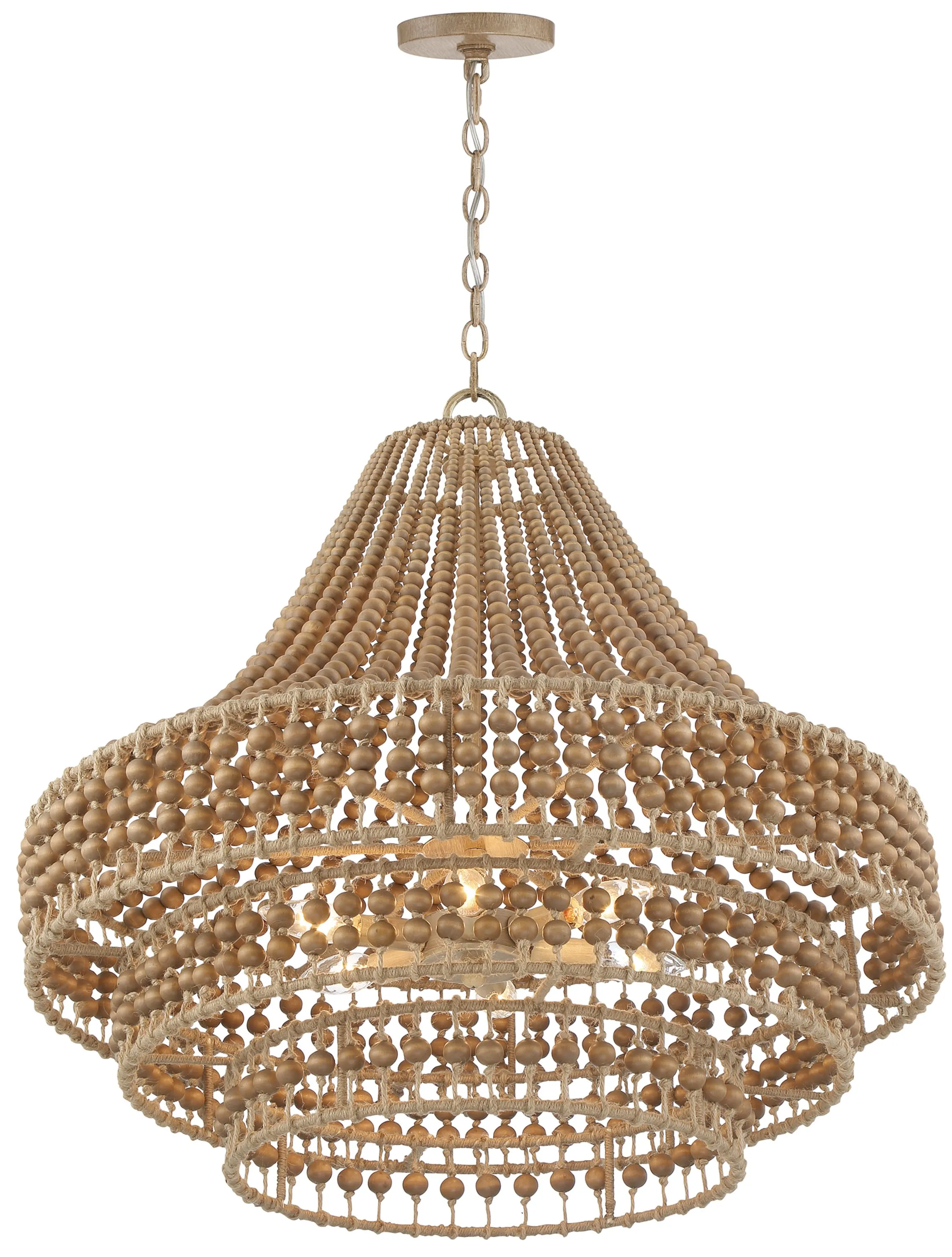 Silas 6-Light Beaded Chandelier - Natural Jute - Crystorama - Brown