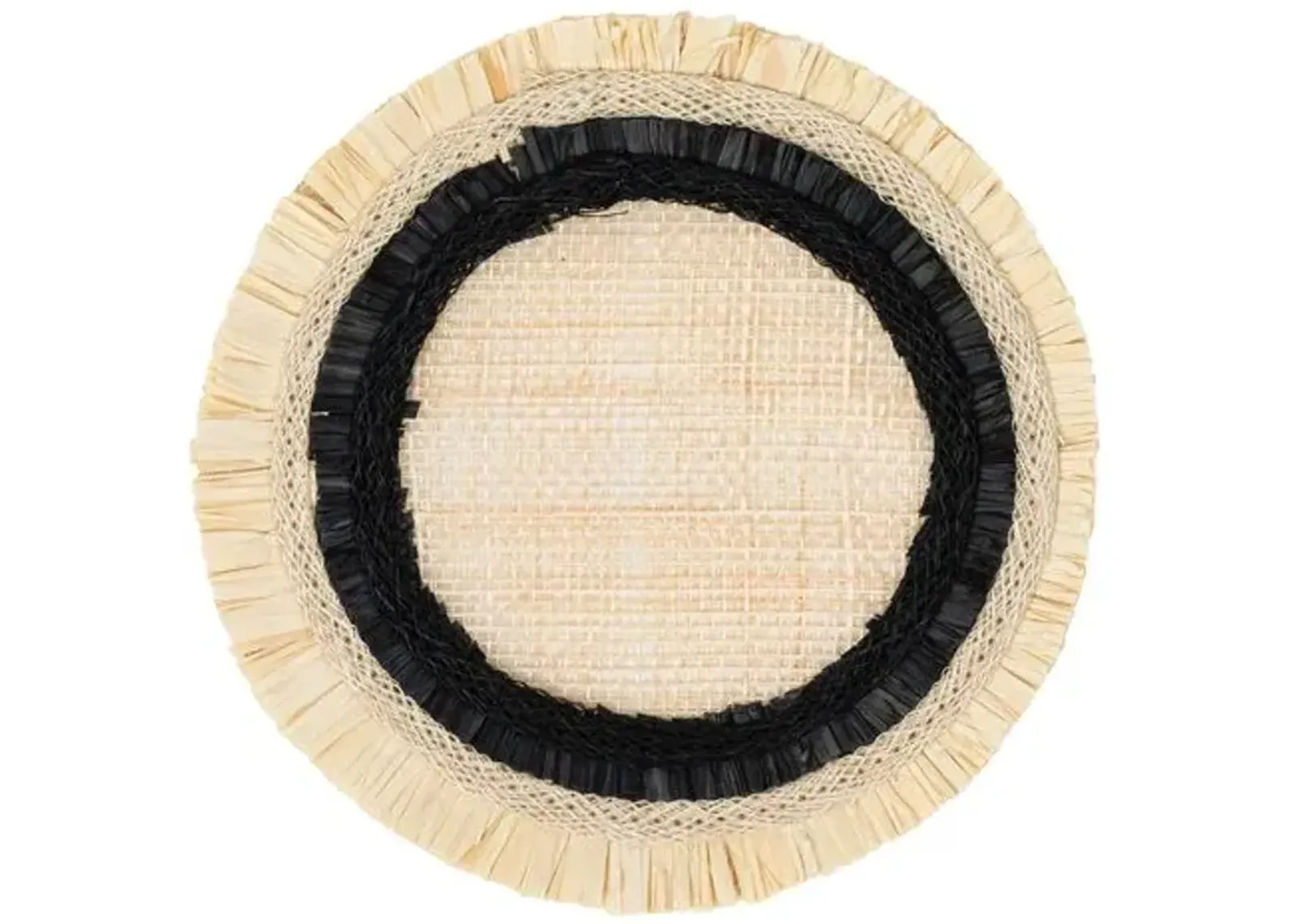 Set of 4 Ruffle-Edge Straw Coasters - Black/Natural - Joanna Buchanan