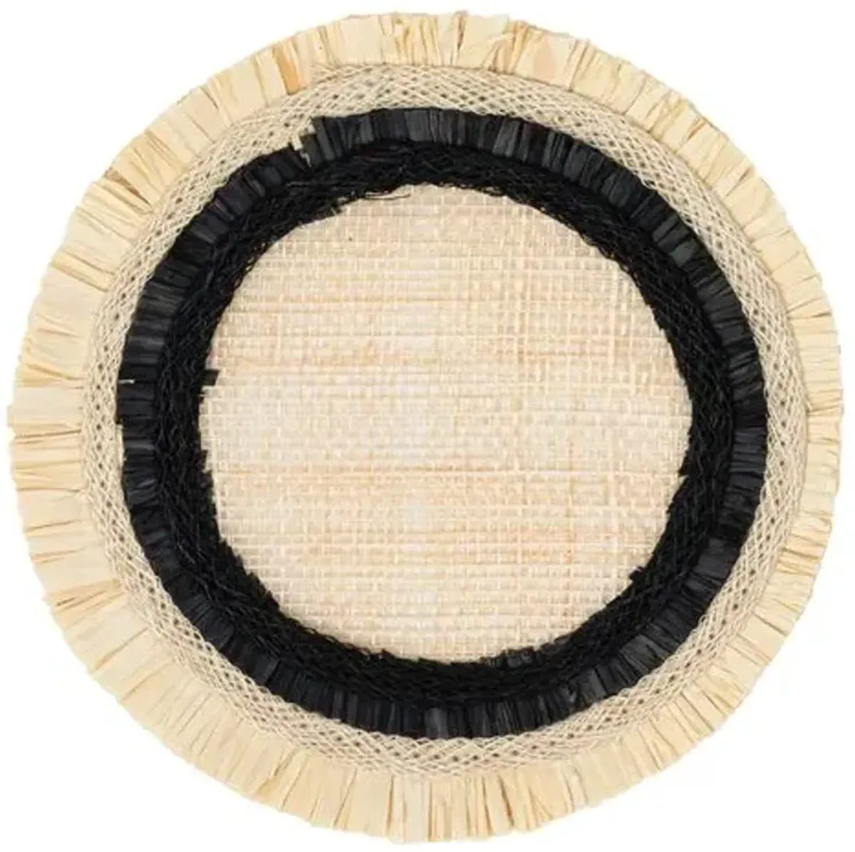 Set of 4 Ruffle-Edge Straw Coasters - Black/Natural - Joanna Buchanan