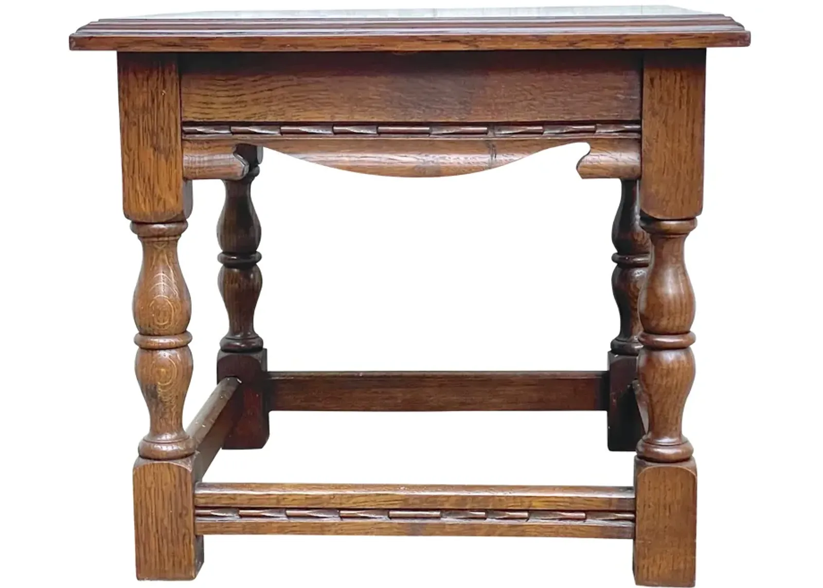 Carved Jacobean Style Wood Side Table - Vermilion Designs - brown