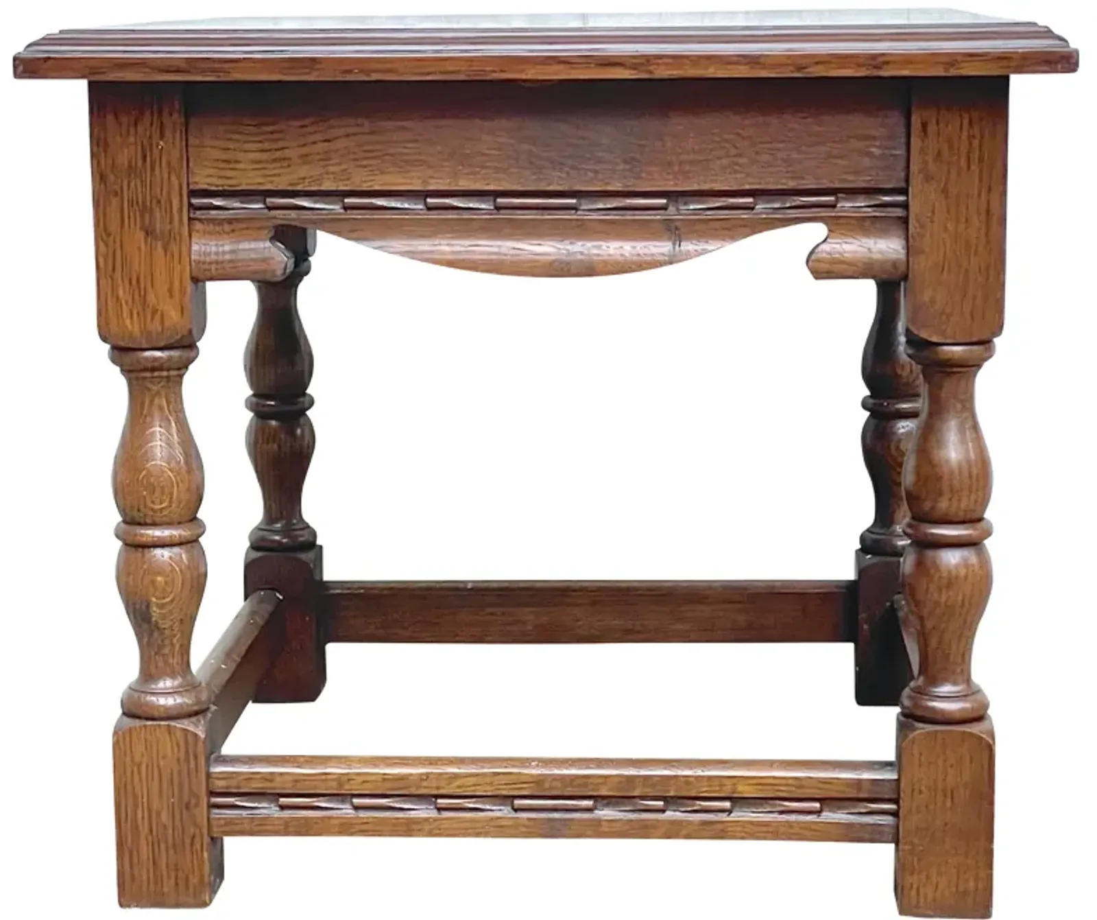 Carved Jacobean Style Wood Side Table - Vermilion Designs - Brown