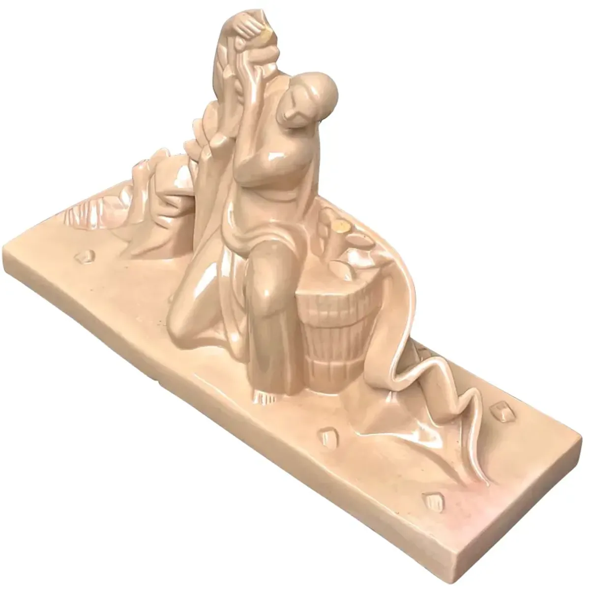 Art Deco Recumbent Lady Sculpture - Vermilion Designs - pink