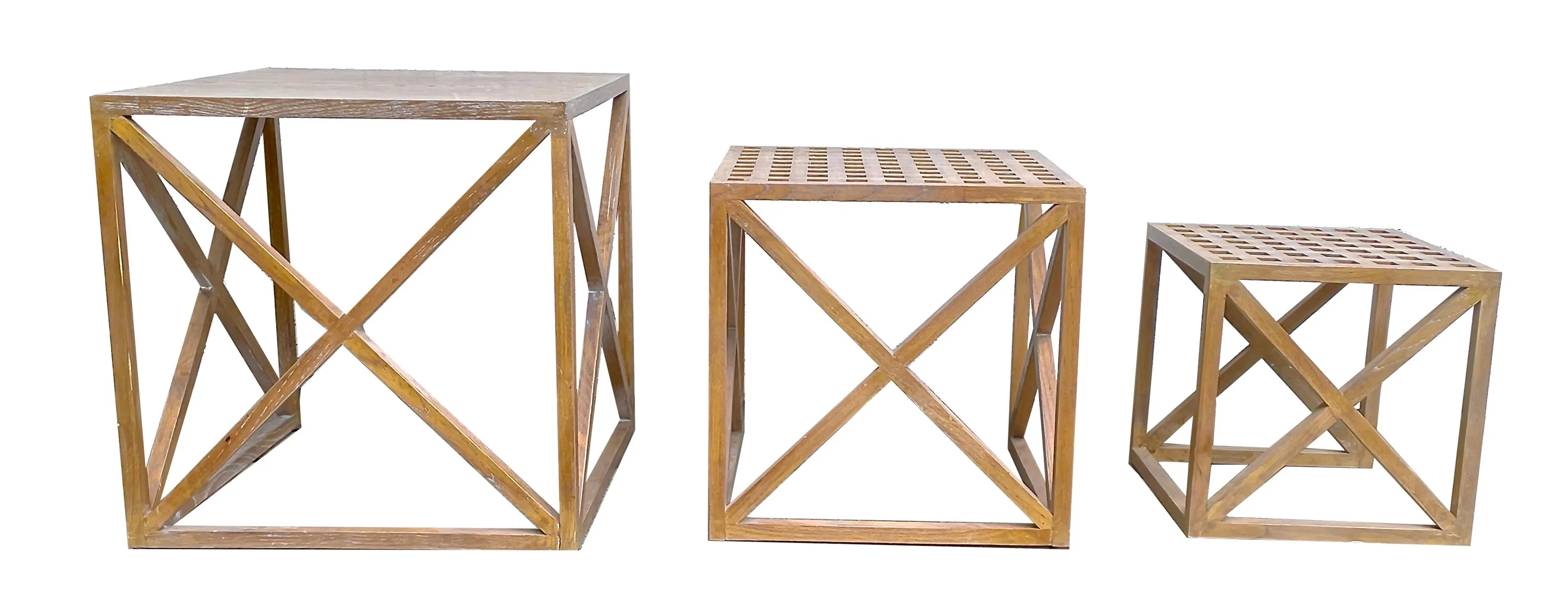 Cerused Wood Nesting Tables - Set Of 3 - Vermilion Designs - brown